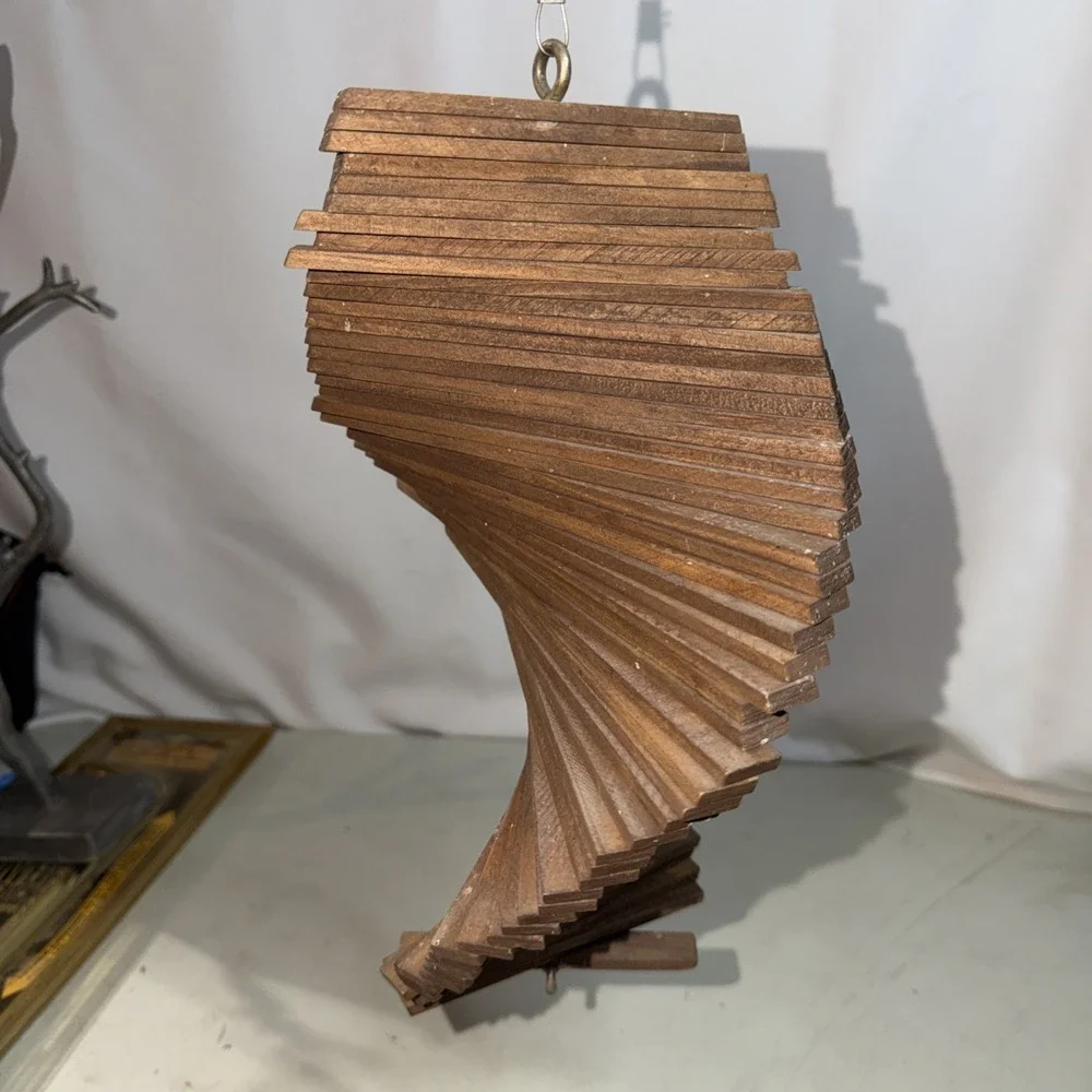 MCM Vintage Wooden Helix Wind Spinner Whirligig Folk Art 12